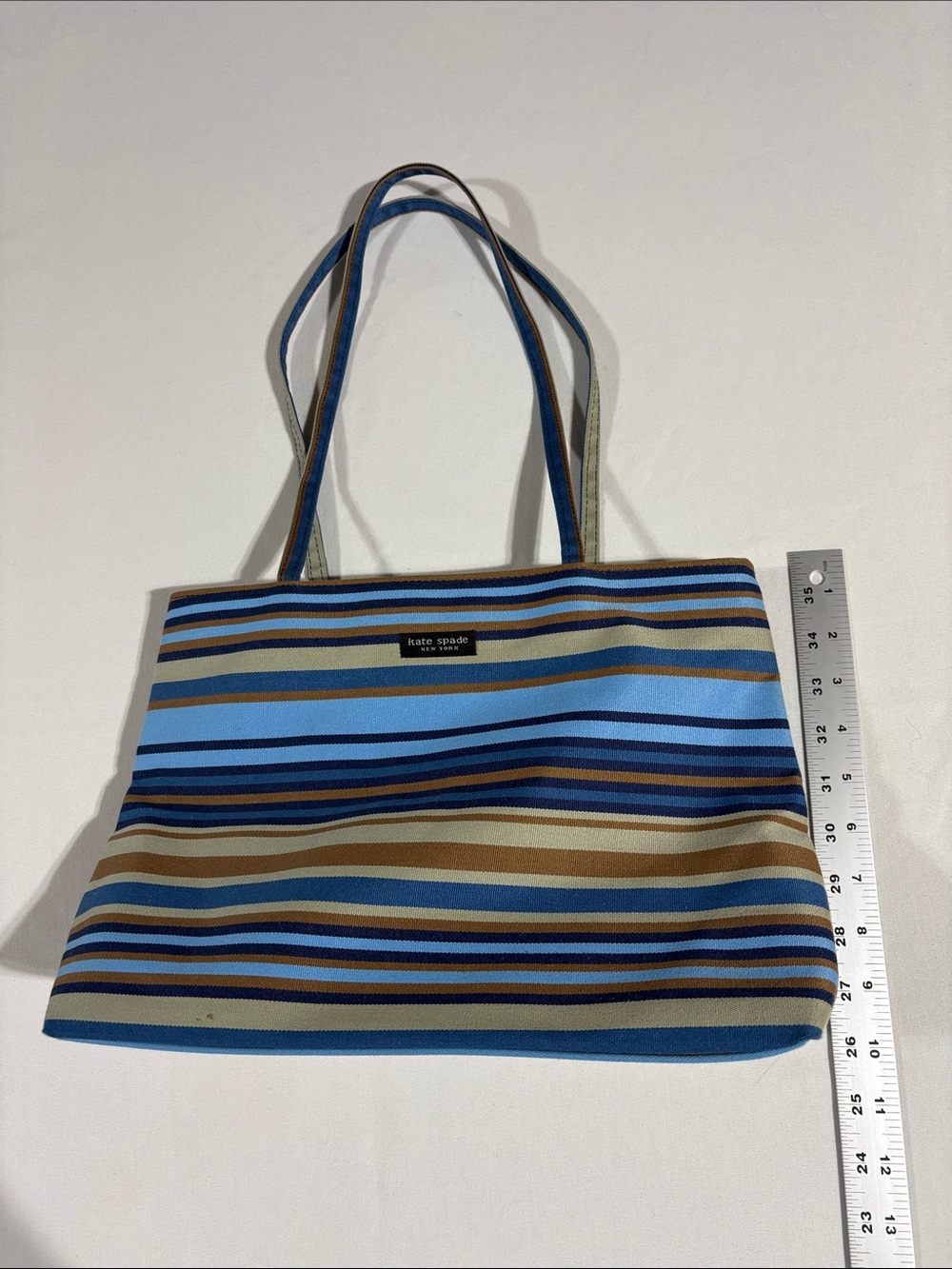 kate spade Vintage Striped Canvas Tote in Blue and Tan NNT - Picture 11 of 15